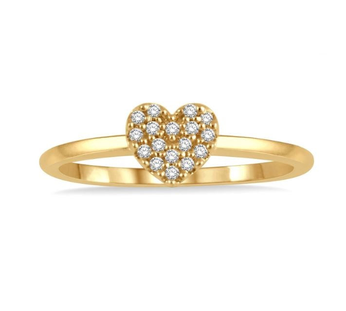 10kt Yellow Gold Heart Pavé Diamond Fashion Ring