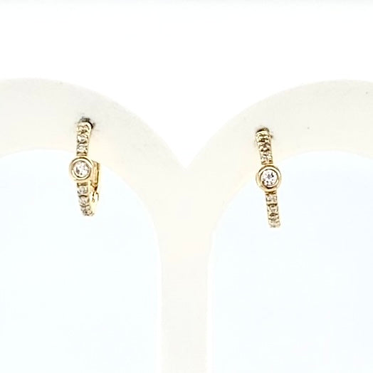 14kt Yellow Gold Diamond Huggie Earrings