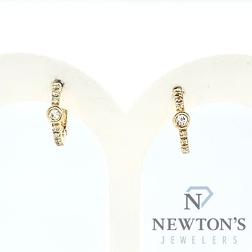 14kt Yellow Gold Diamond Huggie Earrings