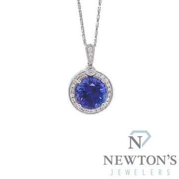 14kt White Gold Tanzanite and Diamond Pendant