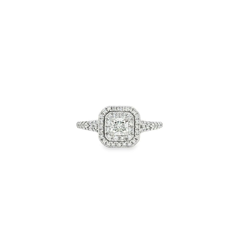 14kt White Gold Princess Cut Diamond Halo Engagement Ring