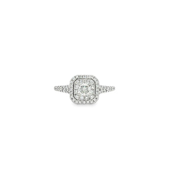 14kt White Gold Princess Cut Diamond Halo Engagement Ring