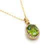 14kt Yellow Gold Diamond and Peridot Pendant with Chain