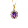 14kt Yellow Gold Amethyst and Diamond Pendant with Chain