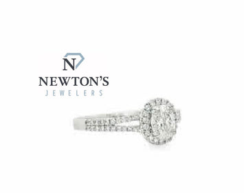 14kt White Gold Oval Diamond Halo Ring