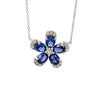 14kt White Gold Sapphire and Diamond Flower Pendant with Chain