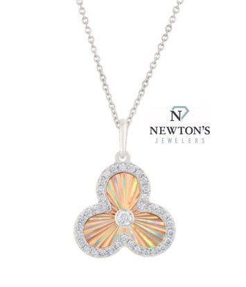 14kt Two-Tone Gold Diamond Clover Pendant