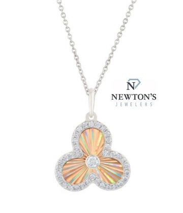 14kt Two-Tone Gold Diamond Clover Pendant