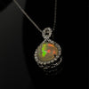 14kt White Gold Ethiopian Opal and Diamond Pendant