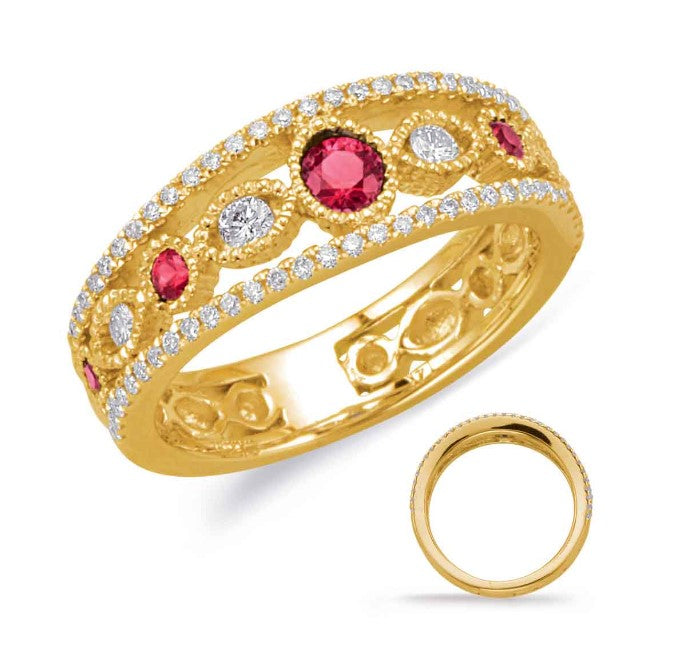 14kt Yellow Gold Ruby and Diamond Band