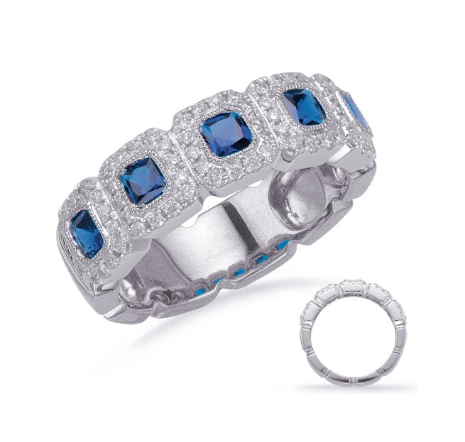 14kt White Gold Sapphire and Diamond Band