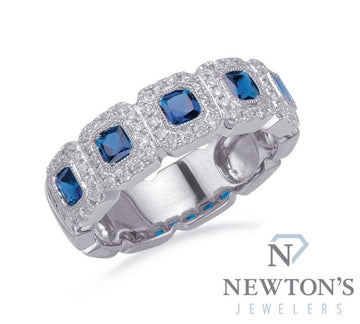 14kt White Gold Sapphire & Diamond Band
