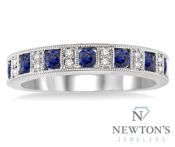14kt White Gold Diamond and Sapphire Stackable Band