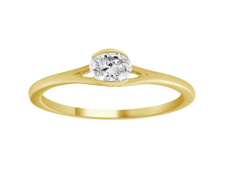 14kt Yellow Gold Oval Diamond Bezel Ring