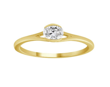 14kt Yellow Gold Oval Diamond Bezel Ring