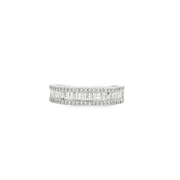 14kt White Gold Baguette & Round Diamond Band