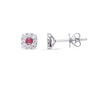 14kt Whtie Gold Ruby and Diamond Ear Studs