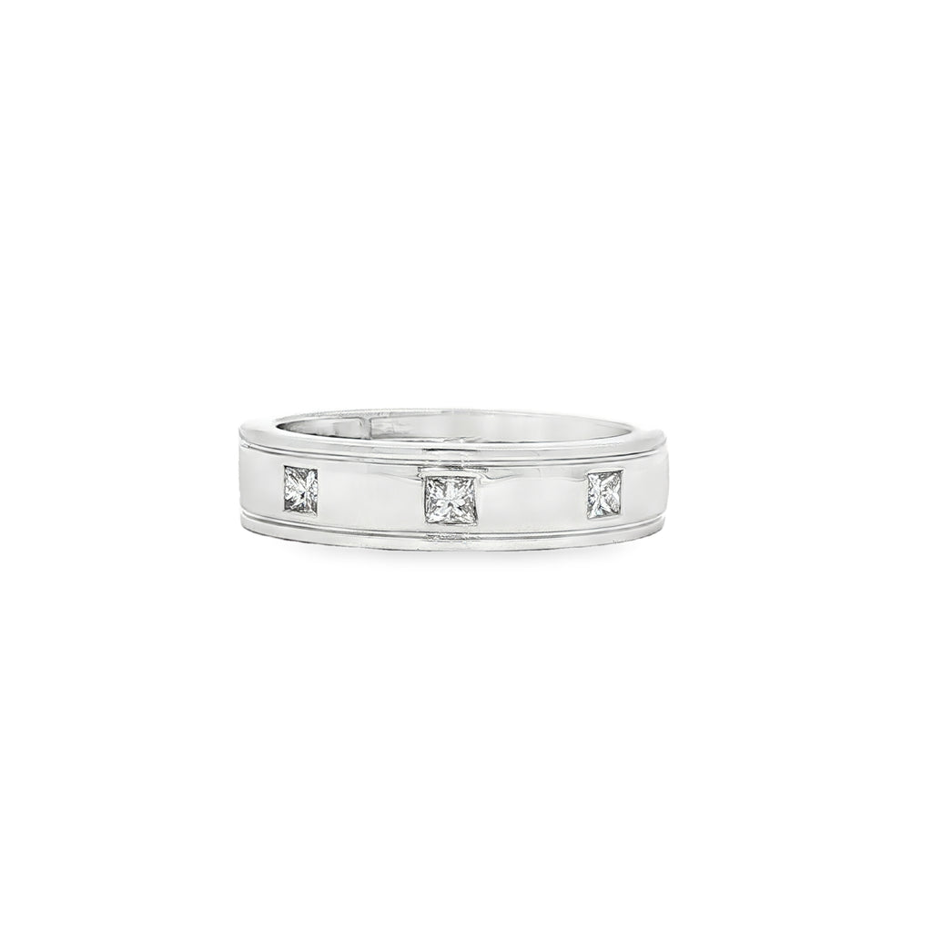 14kt White Gold Princess Cut Diamond Men's Ring