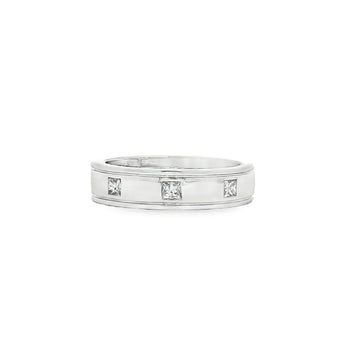 14kt White Gold Princess Cut Diamond Men's Ring