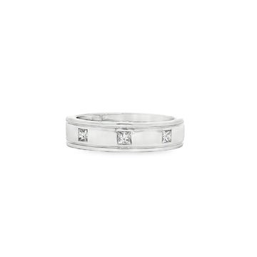 14kt White Gold Princess Cut Diamond Men's Ring