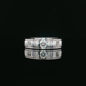 14kt White Gold Princess Cut Diamond Men's Ring