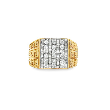 10kt Yellow Gold Baguette & Round Diamond Men's Ring