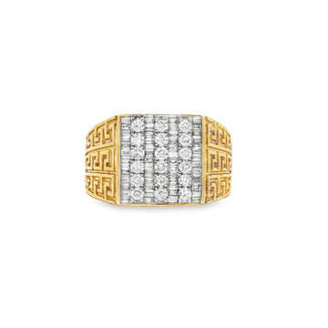 10kt Yellow Gold Baguette & Round Diamond Men's Ring