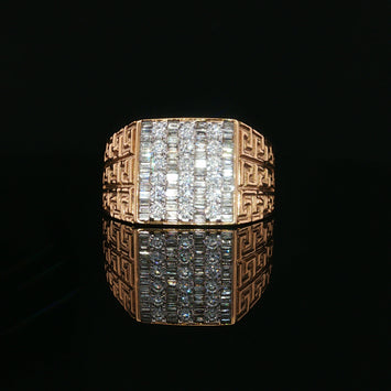10kt Yellow Gold Baguette & Round Diamond Men's Ring