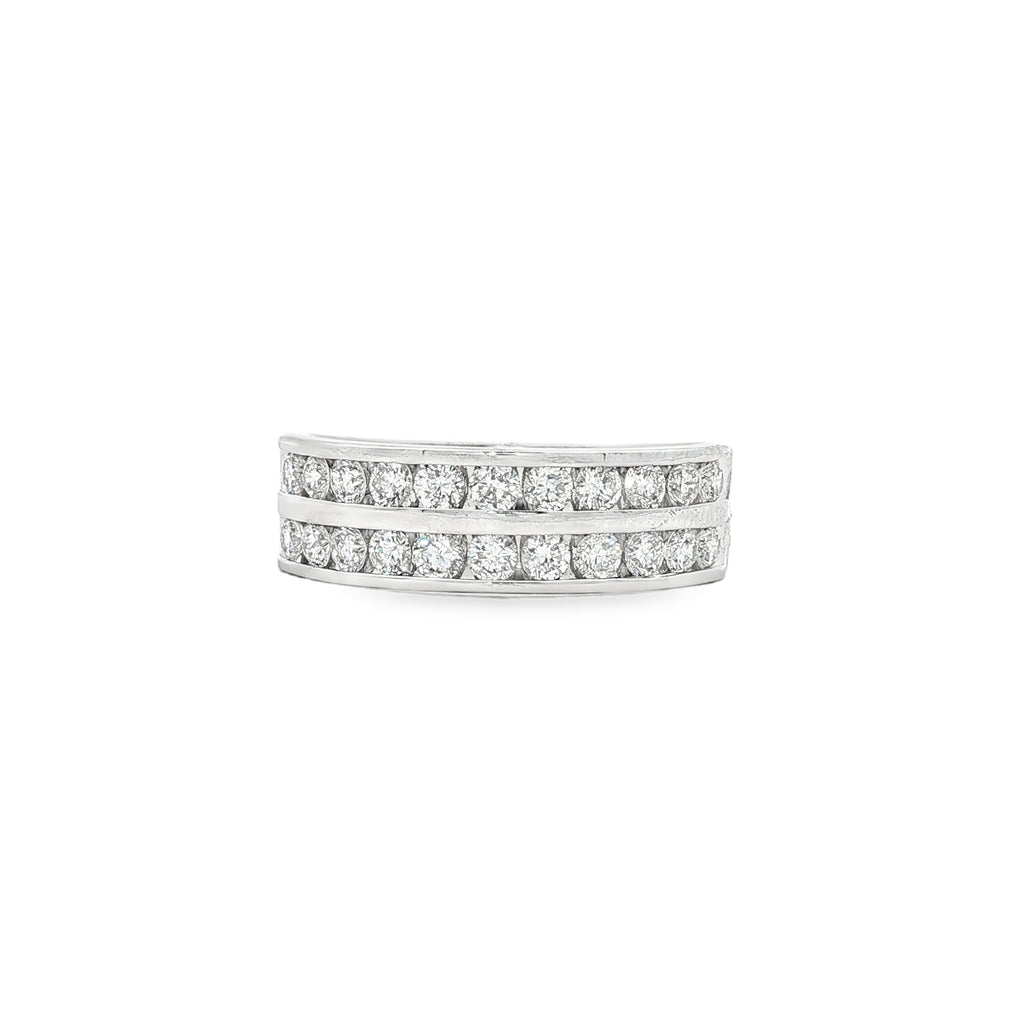 14kt White Gold Double Row Diamond Band
