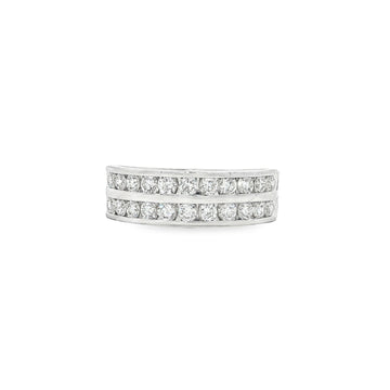 14kt White Gold Double Row Diamond Band