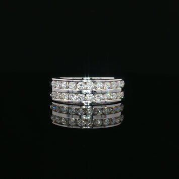 14kt White Gold Double Row Diamond Band
