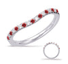 14kt White Gold Ruby and Diamond Contour Band