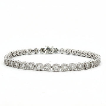 14kt White Gold Diamond Cluster Tennis Bracelet