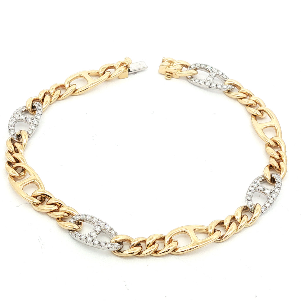 14kt Yellow & White Gold Diamond Link Bracelet