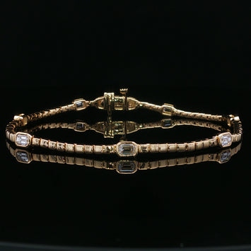 14kt Yellow Gold Bezel Set Baguette Diamond Bracelet