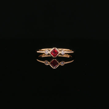 14kt Yellow Gold Bezel-Set Ruby & Diamond Ring