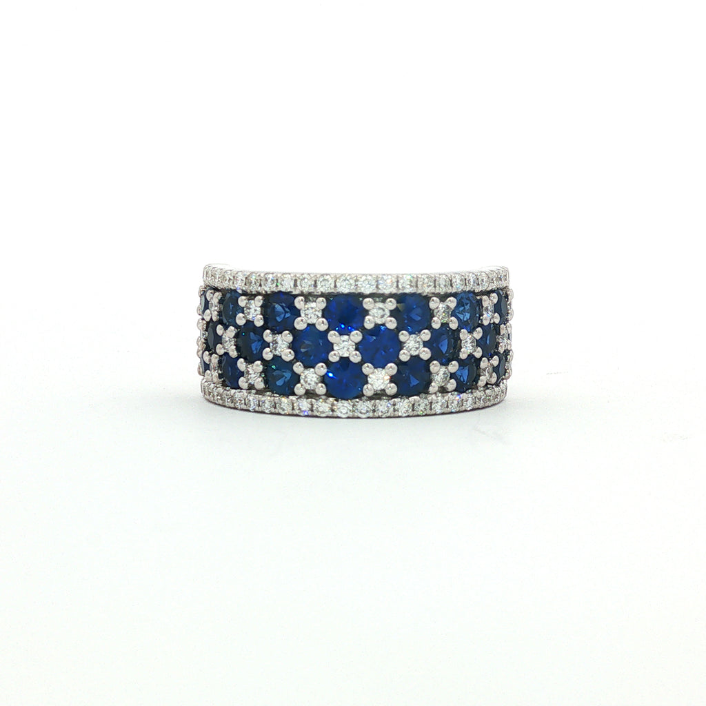 14kt White Gold Sapphire & Diamond Wide Band