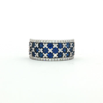 14kt White Gold Sapphire & Diamond Wide Band