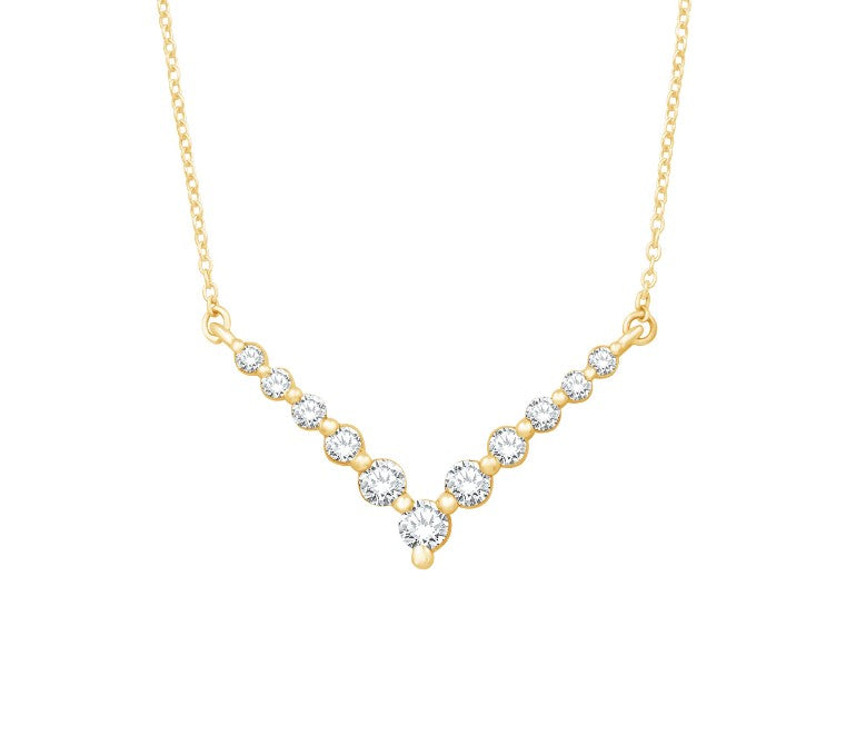 14kt Yellow Gold Contour Diamond Necklace