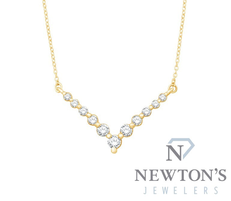 14kt Yellow Gold Contour Diamond Necklace