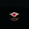 14kt Yellow Gold Pear Shaped Ruby & Diamond Halo Ring