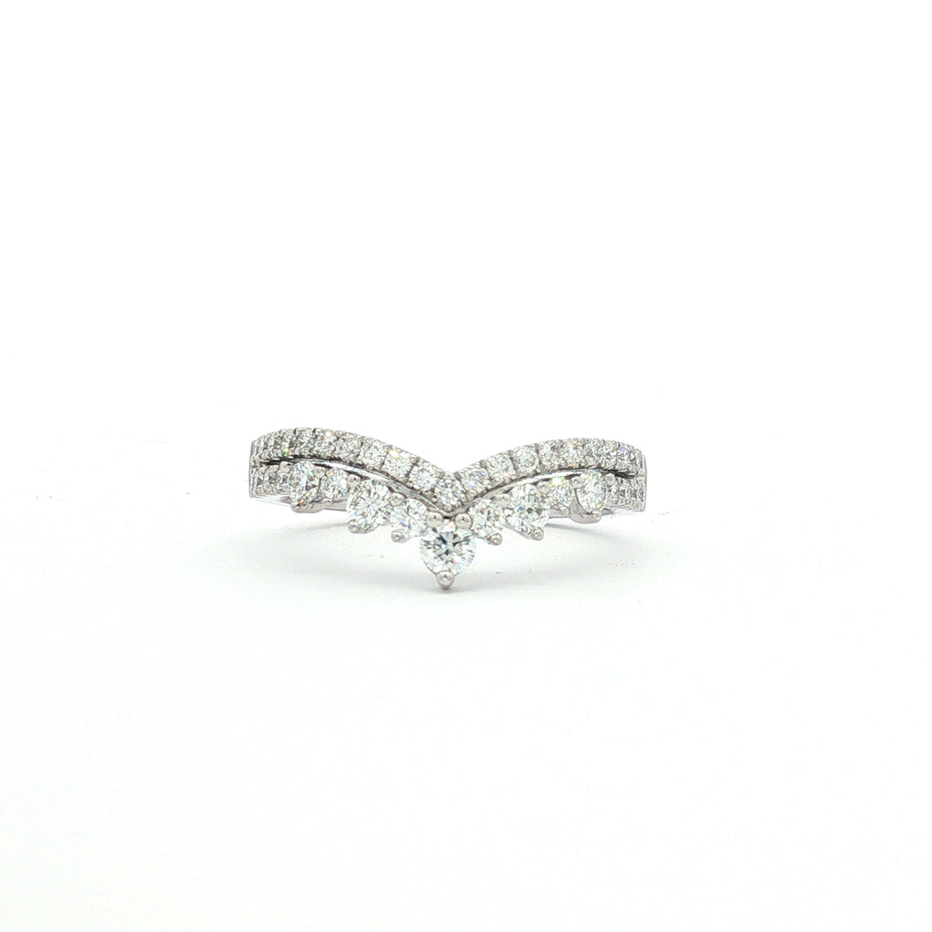 14kt White Gold Diamond Contour Band