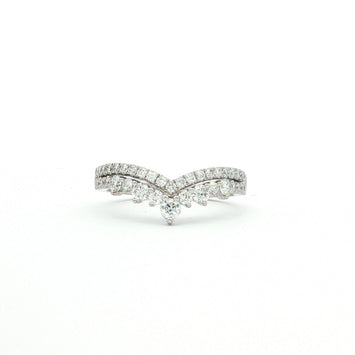 14kt White Gold Diamond Contour Band