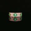 14kt Yellow Gold Emerald & Diamond Floral Band