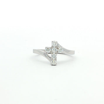 14kt White Gold Diamond Cross Ring