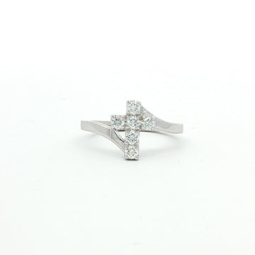 14kt White Gold Diamond Cross Ring