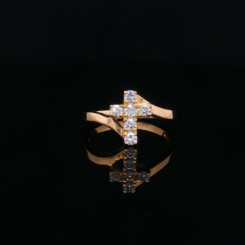 14kt Yellow Gold Diamond Cross Ring