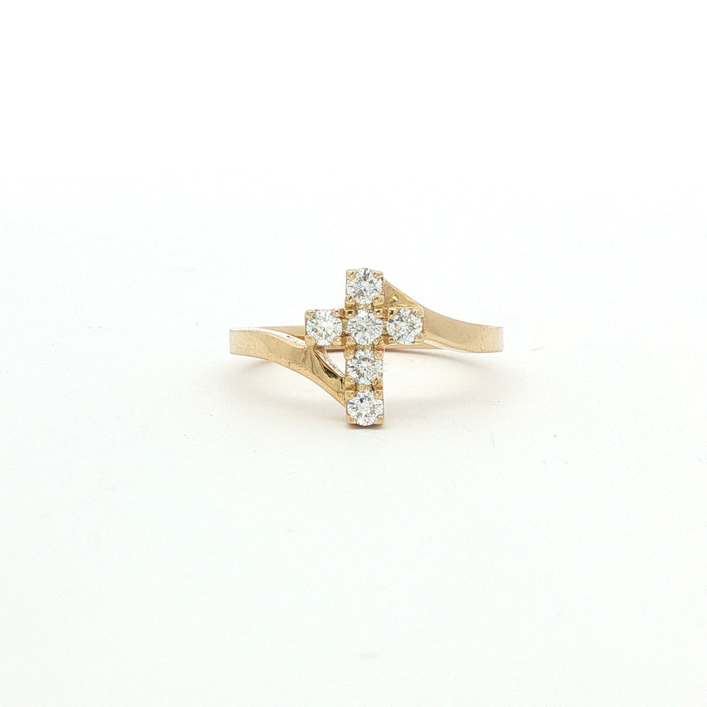 14kt Yellow Gold Diamond Cross Ring