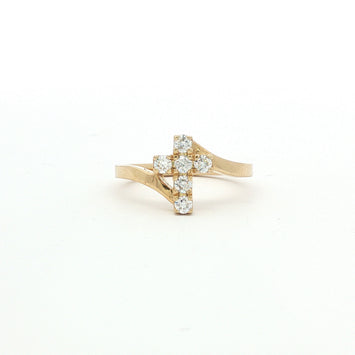 14kt Yellow Gold Diamond Cross Ring