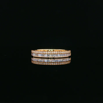 14kt Yellow Gold Baguette & Round Diamond Band